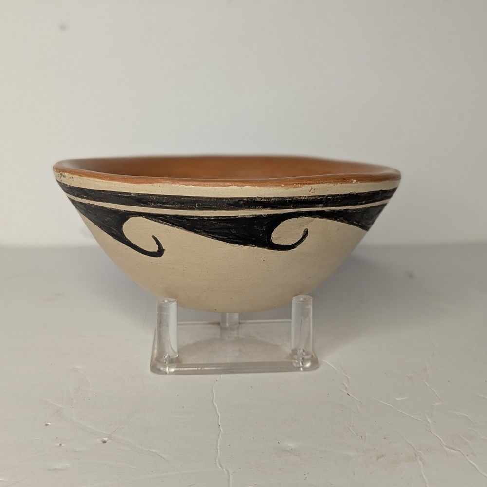 Vintage Hopi Pueblo Polychrome Small Wave Bowl Signed Evelyn Poolheco